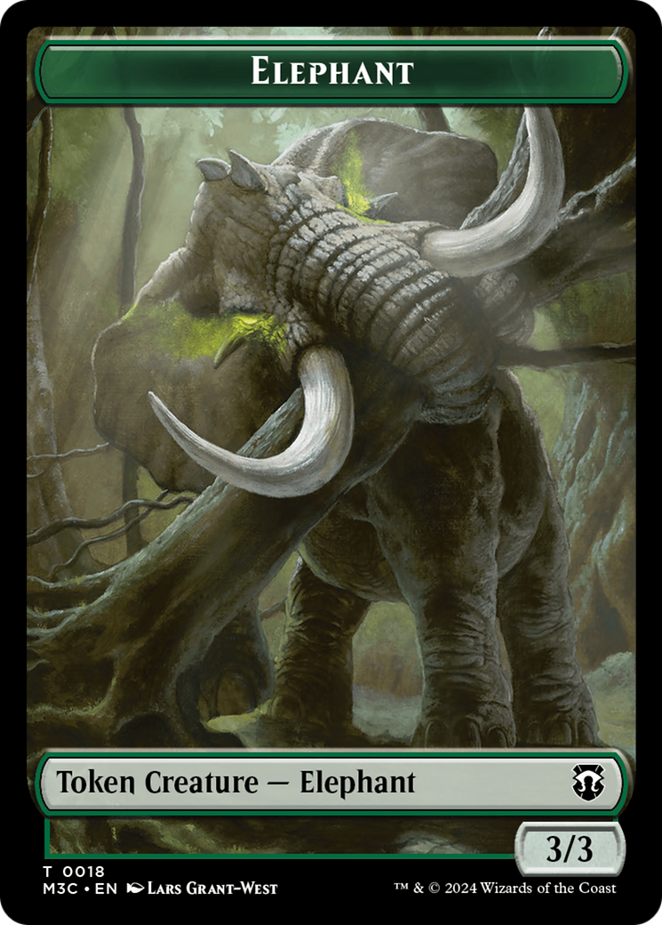 Zombie (Ripple Foil) // Elephant Double-Sided Token [Modern Horizons 3 Commander Tokens] | Pegasus Games WI