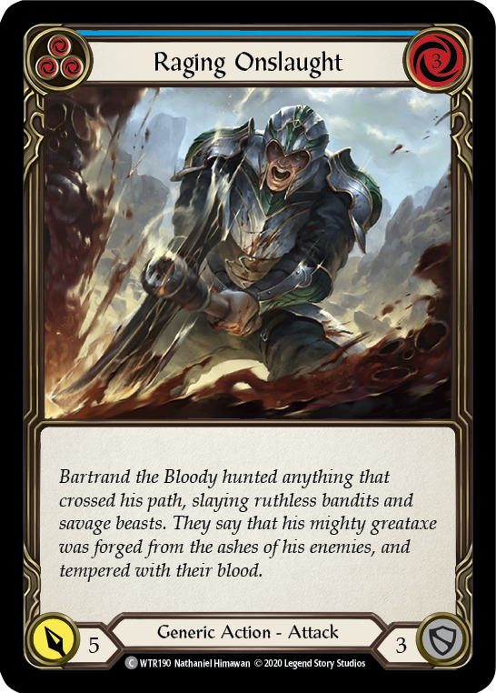 Raging Onslaught (Blue) [U-WTR190] (Welcome to Rathe Unlimited)  Unlimited Rainbow Foil | Pegasus Games WI