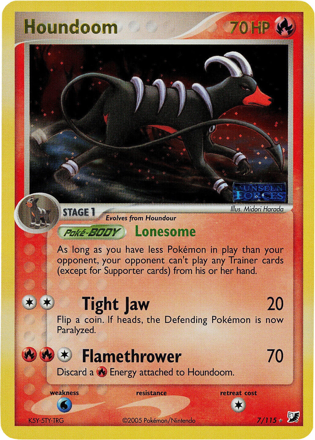 Houndoom (7/115) (Stamped) [EX: Unseen Forces] | Pegasus Games WI