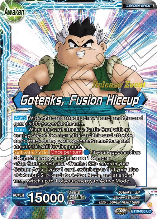 Son Goten & Trunks // Gotenks, Fusion Hiccup (Fighter's Ambition Holiday Pack) (BT19-035) [Tournament Promotion Cards] | Pegasus Games WI