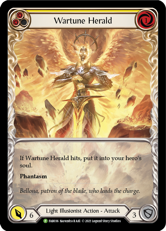 Wartune Herald (Yellow Extended Art) [FAB036] (Promo)  Rainbow Foil | Pegasus Games WI