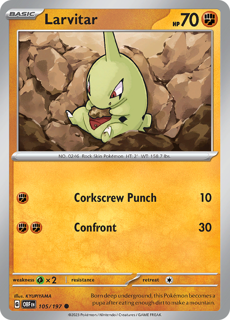 Larvitar (105/197) [Scarlet & Violet: Obsidian Flames] | Pegasus Games WI