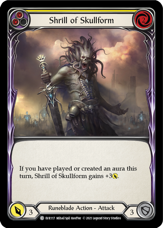 Shrill of Skullform (Yellow) [EVR117] (Everfest)  1st Edition Rainbow Foil | Pegasus Games WI