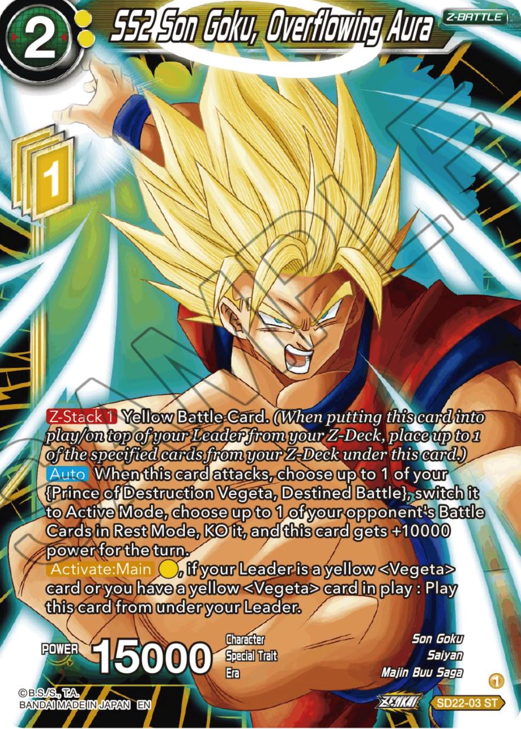 SS2 Son Goku, Overflowing Aura (Starter Deck Exclusive) (SD22-03) [Power Absorbed] | Pegasus Games WI