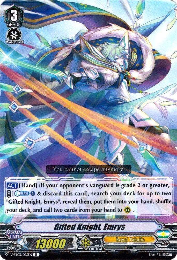 Gifted Knight, Emrys (V-BT03/026EN) [Miyaji Academy CF Club] | Pegasus Games WI
