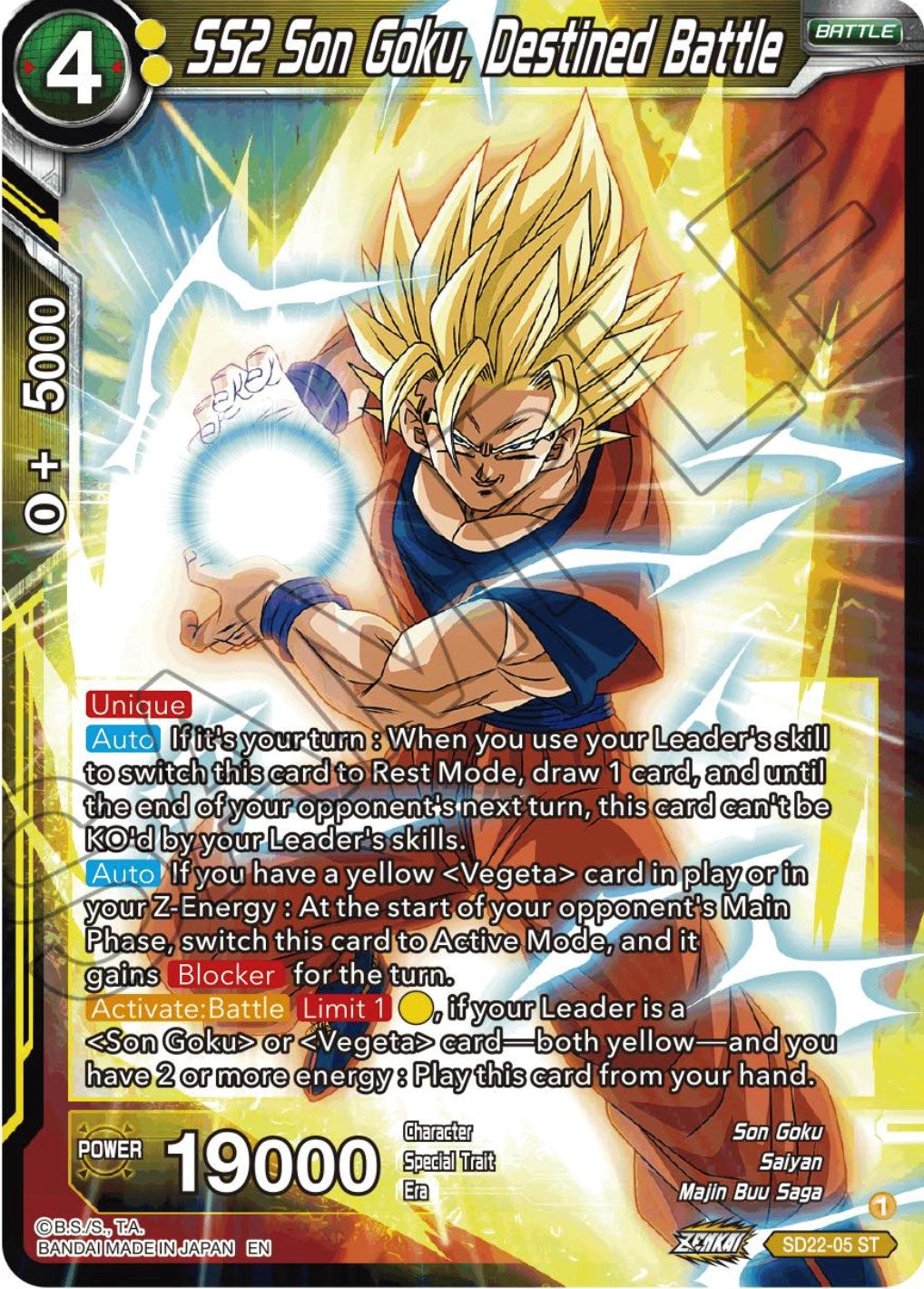 SS2 Son Goku, Destined Battle (Starter Deck Exclusive) (SD22-05) [Power Absorbed] | Pegasus Games WI