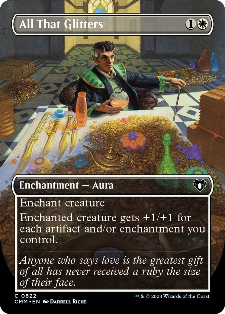 All That Glitters (Borderless Alternate Art) [Commander Masters] | Pegasus Games WI