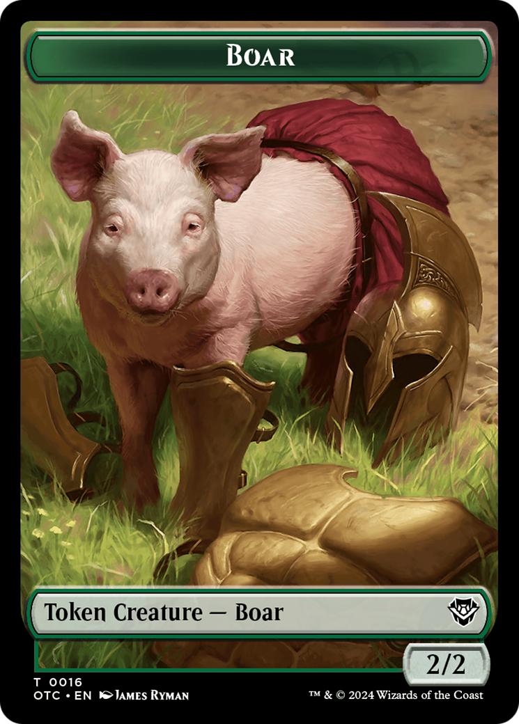 Boar // Manifest Double-Sided Token [Outlaws of Thunder Junction Commander Tokens] | Pegasus Games WI