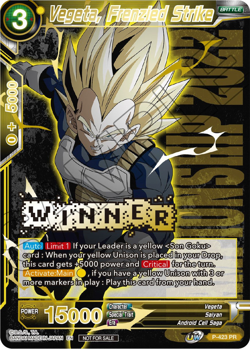 Vegeta, Frenzied Strike (Championship Pack 2022 Vol.2) (Winner Gold Stamped) (P-423) [Promotion Cards] | Pegasus Games WI