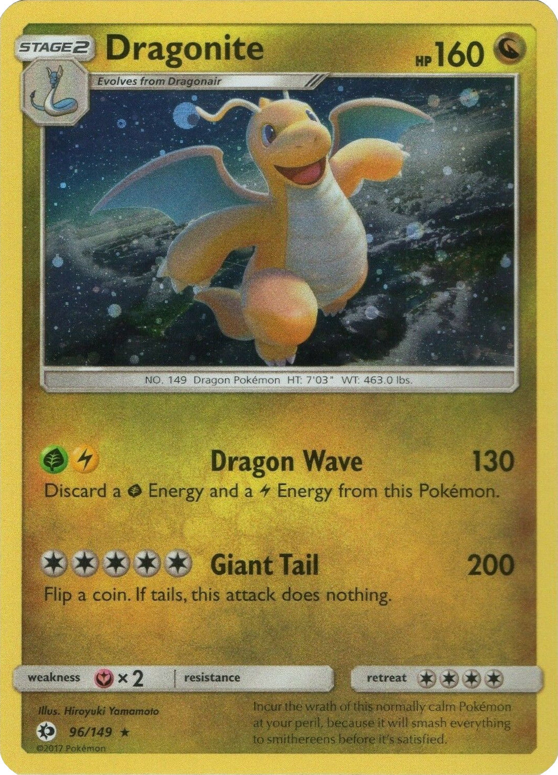 Dragonite (96/149) (Cosmos Holo) [Sun & Moon: Base Set] | Pegasus Games WI