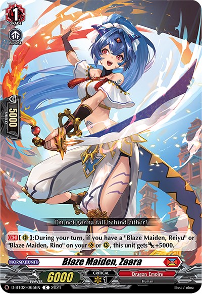 Blaze Maiden, Zaara (D-BT02/065EN) [A Brush with the Legends] | Pegasus Games WI