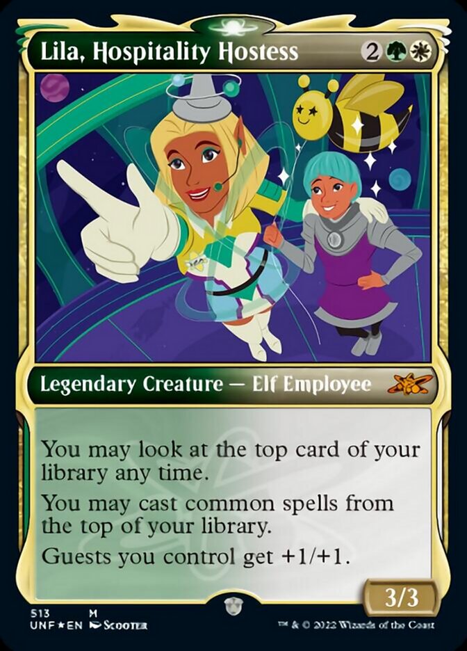 Lila, Hospitality Hostess (Showcase) (Galaxy Foil) [Unfinity] | Pegasus Games WI