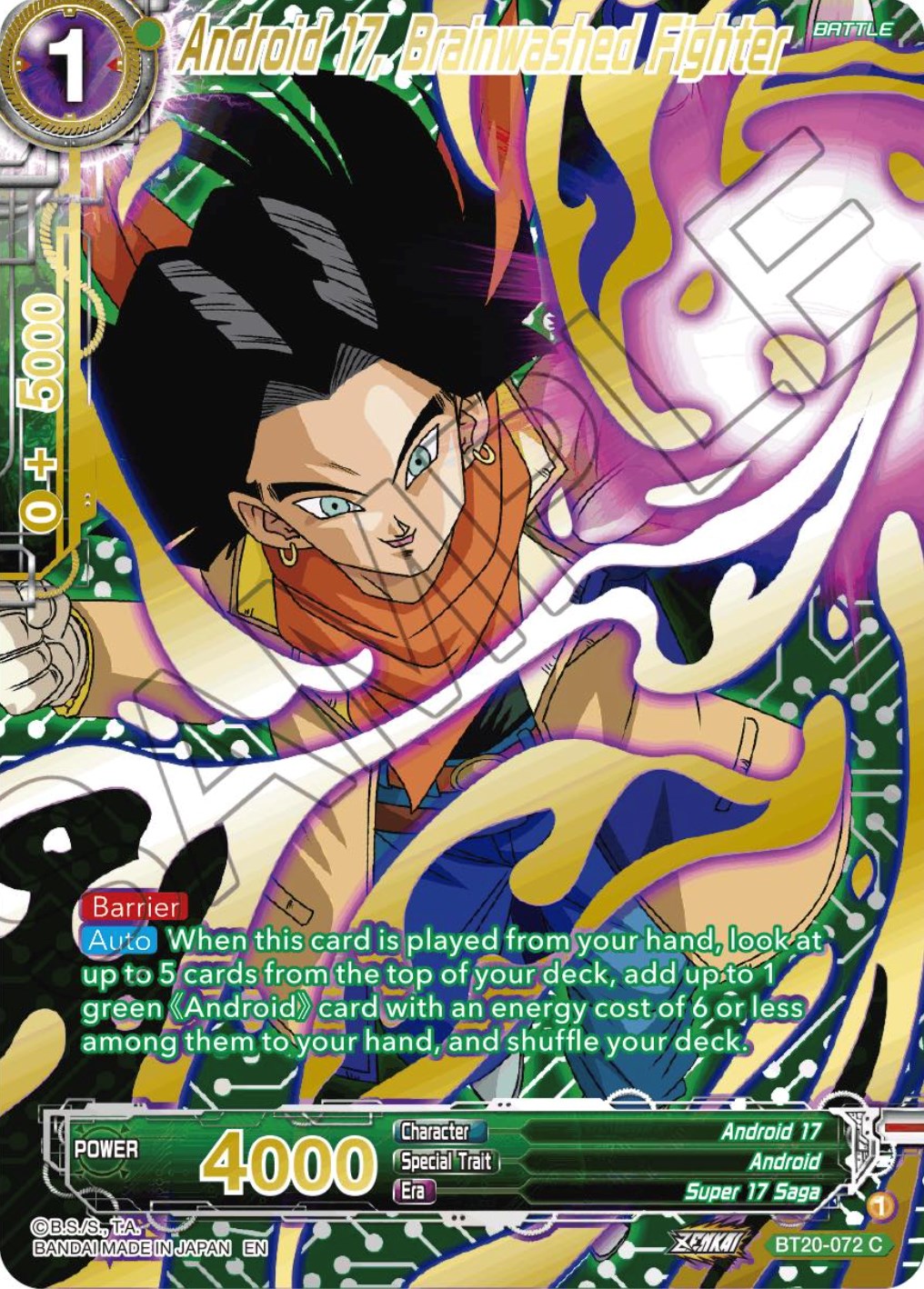 Android 17, Brainwashed Fighter (Gold-Stamped) (BT20-072) [Power Absorbed] | Pegasus Games WI