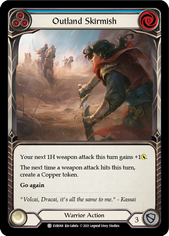 Outland Skirmish (Blue) [EVR068] (Everfest)  1st Edition Rainbow Foil | Pegasus Games WI