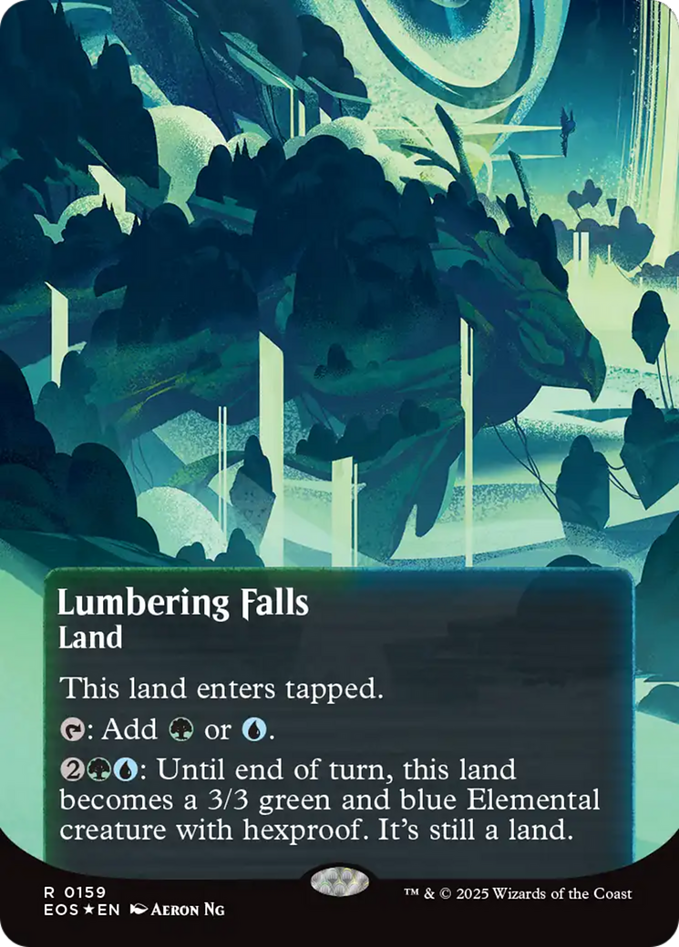 Lumbering Falls (0159) (Borderless) (Galaxy Foil) [Edge of Eternities: Stellar Sights] | Pegasus Games WI