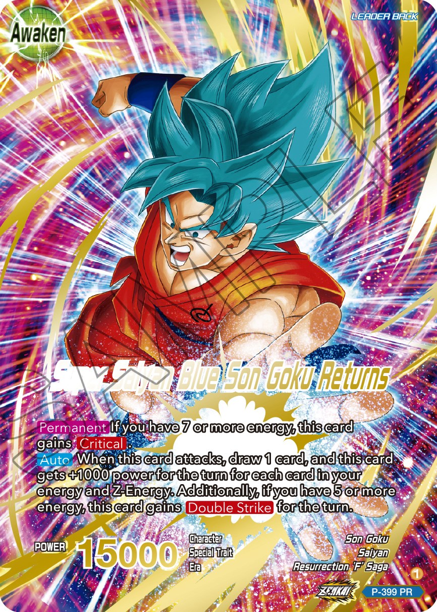 Son Goku // Super Saiyan Blue Son Goku Returns (Gold-Stamped) (P-399) [Promotion Cards] | Pegasus Games WI