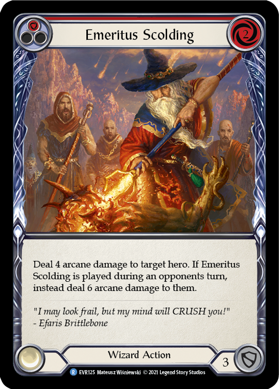 Emeritus Scolding (Red) [EVR125] (Everfest)  1st Edition Rainbow Foil | Pegasus Games WI