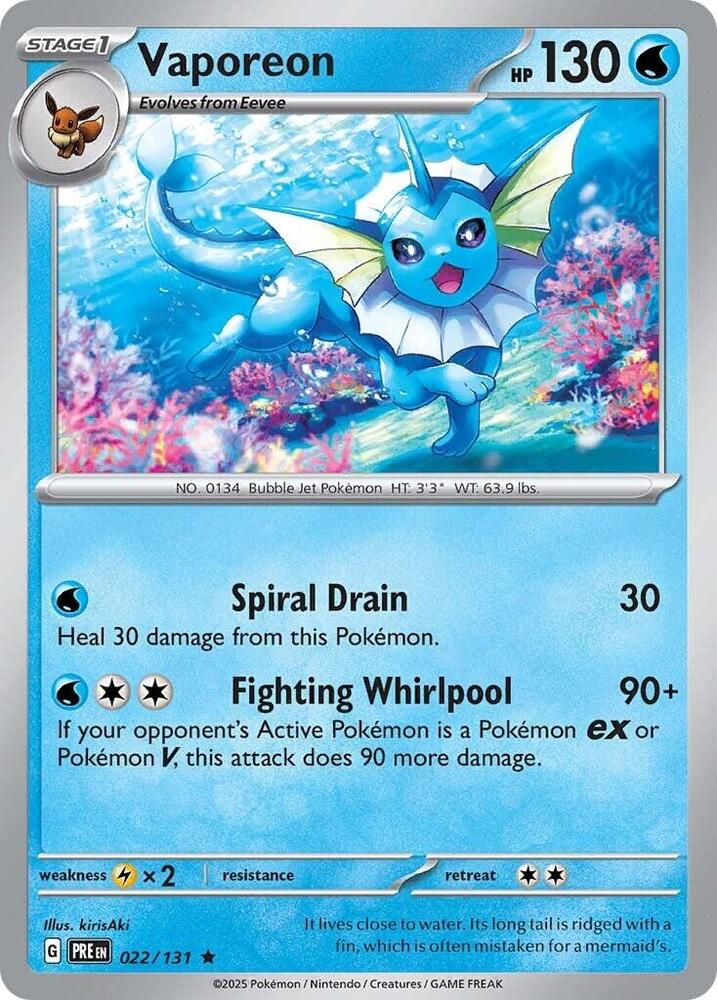 Vaporeon (022/131) [Scarlet & Violet: Prismatic Evolutions] | Pegasus Games WI