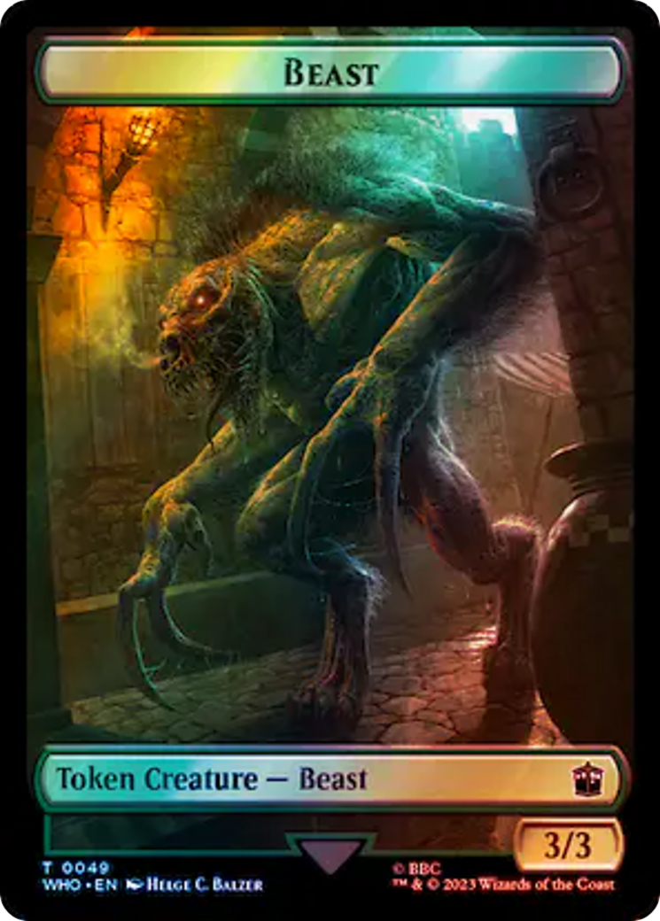 Soldier // Beast Double-Sided Token (Surge Foil) [Doctor Who Tokens] | Pegasus Games WI