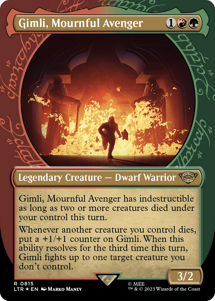 Gimli, Mournful Avenger (Showcase) (Surge Foil) [The Lord of the Rings: Tales of Middle-Earth] | Pegasus Games WI