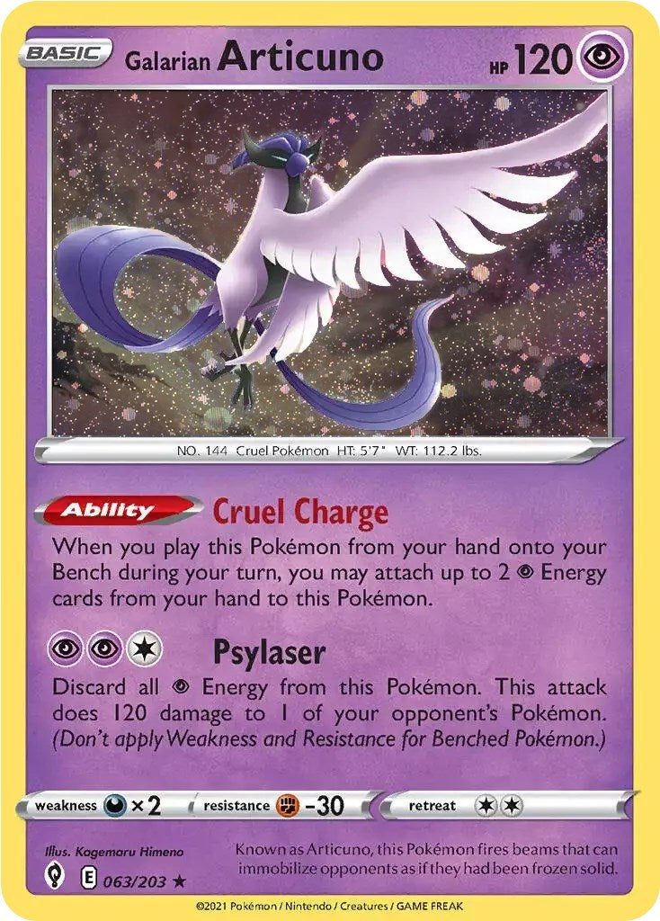 Galarian Articuno (063/203) (Cosmos Holo) [Sword & Shield: Evolving Skies] | Pegasus Games WI