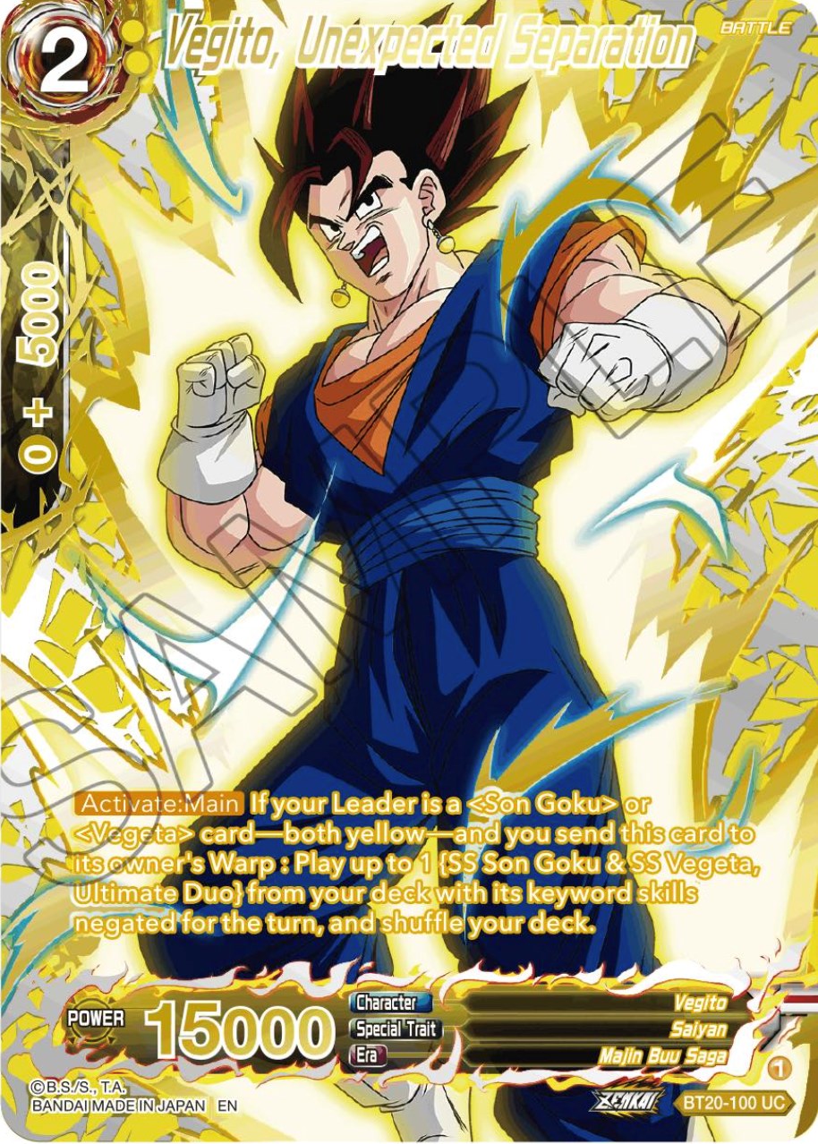 Vegito, Unexpected Separation (Gold-Stamped) (BT20-100) [Power Absorbed] | Pegasus Games WI