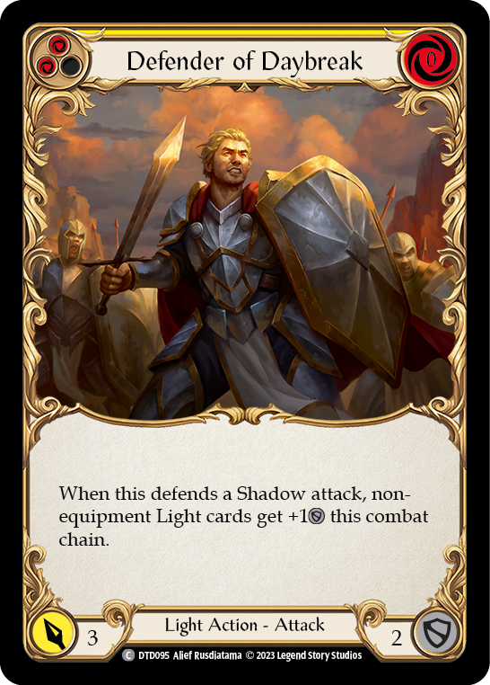 Defender of Daybreak (Yellow) [DTD095] (Dusk Till Dawn)  Rainbow Foil | Pegasus Games WI