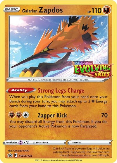 Galarian Zapdos (SWSH124) (Prerelease Promo) [Sword & Shield: Black Star Promos] | Pegasus Games WI