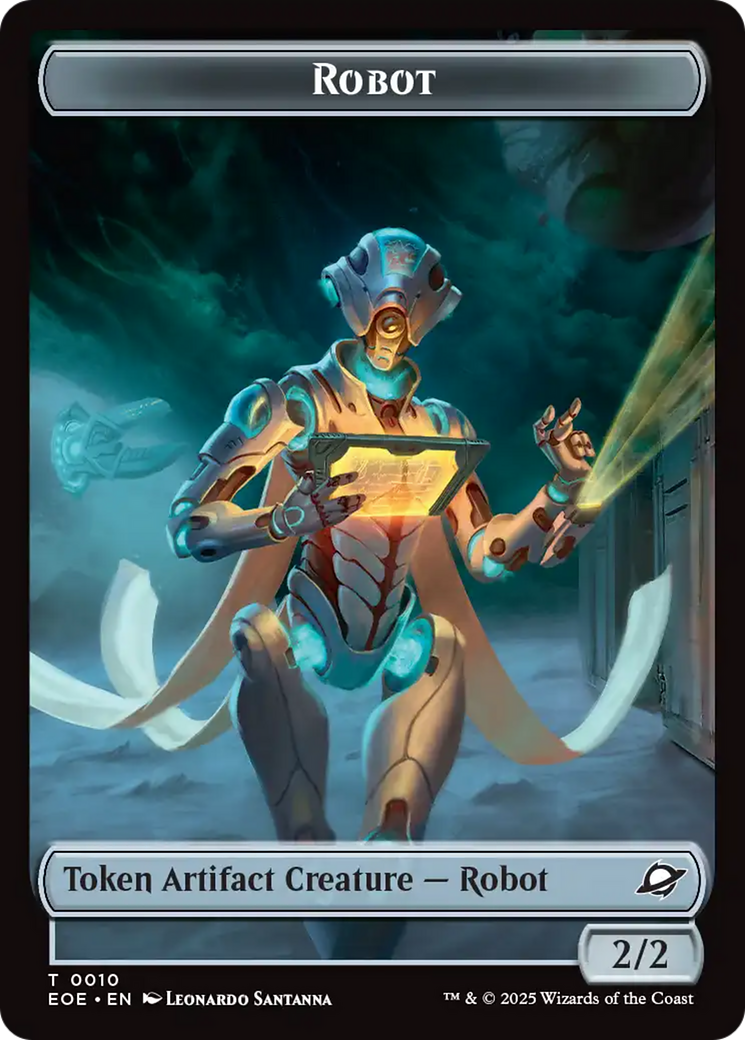 Robot // Emblem - Tezzeret, Cruel Captain Double-Sided Token [Edge of Eternities Tokens] | Pegasus Games WI