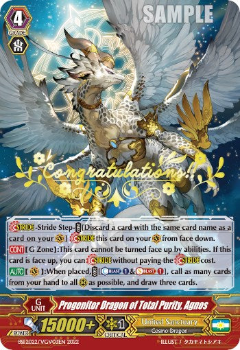 Progenitor Dragon of Total Purity, Agnos (Hot Stamped) (BSF2022/VGV03EN 2022) [Bushiroad Event Cards] | Pegasus Games WI