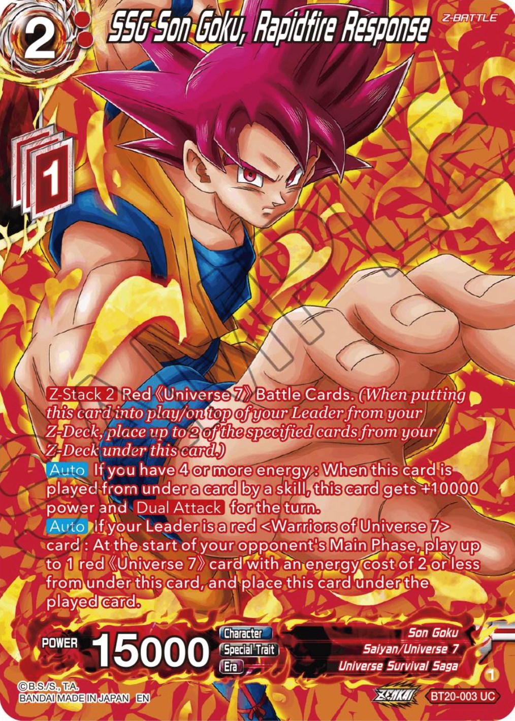 SSG Son Goku, Rapidfire Response (Silver Foil) (BT20-003) [Power Absorbed] | Pegasus Games WI