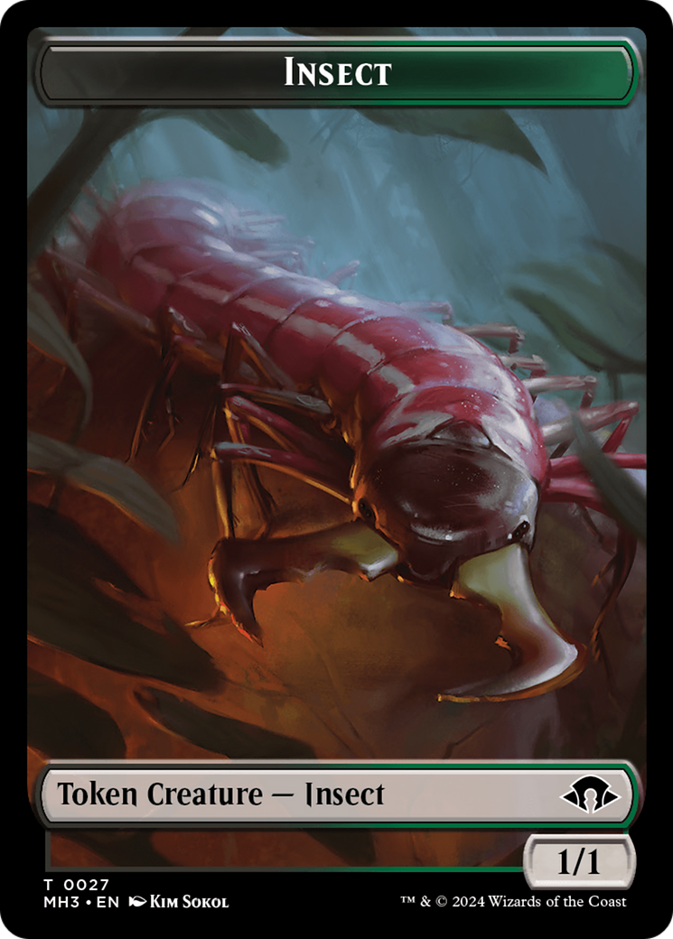 Zombie (Ripple Foil) // Insect (0027) Double-Sided Token [Modern Horizons 3 Tokens] | Pegasus Games WI