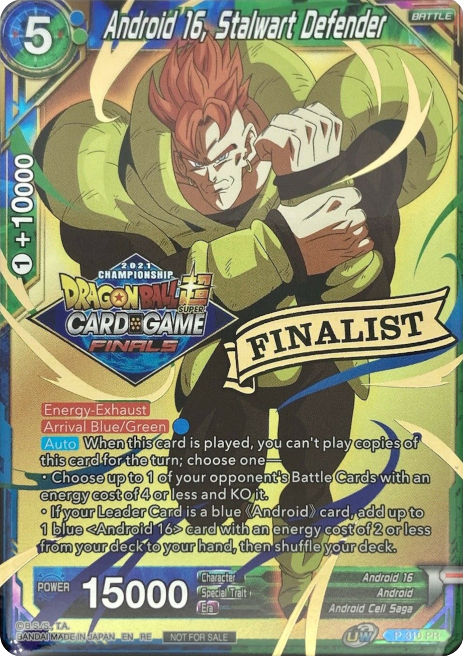 Android 16, Stalwart Defender (2021 Tournament Pack Vault Set - Finalist Gold Stamped) (P-310) [Tournament Promotion Cards] | Pegasus Games WI
