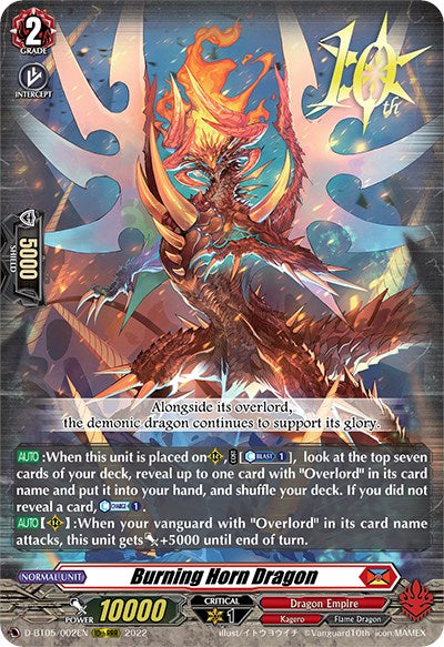 Burning Horn Dragon (D-BT05/002EN) [Triumphant Return of the Brave Heroes] | Pegasus Games WI