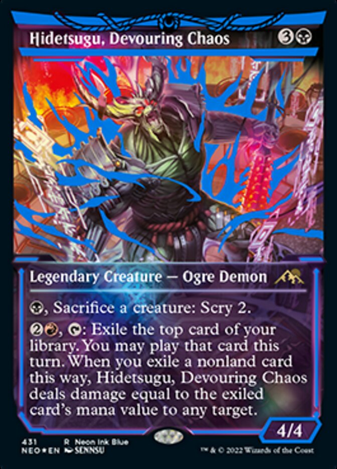 Hidetsugu, Devouring Chaos (Neon Ink Blue) [Kamigawa: Neon Dynasty] | Pegasus Games WI