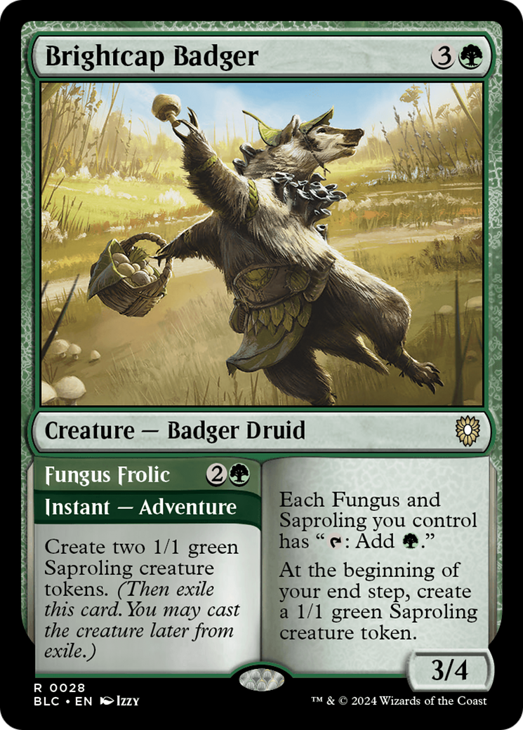 Brightcap Badger // Fungus Frolic [Bloomburrow Commander] | Pegasus Games WI
