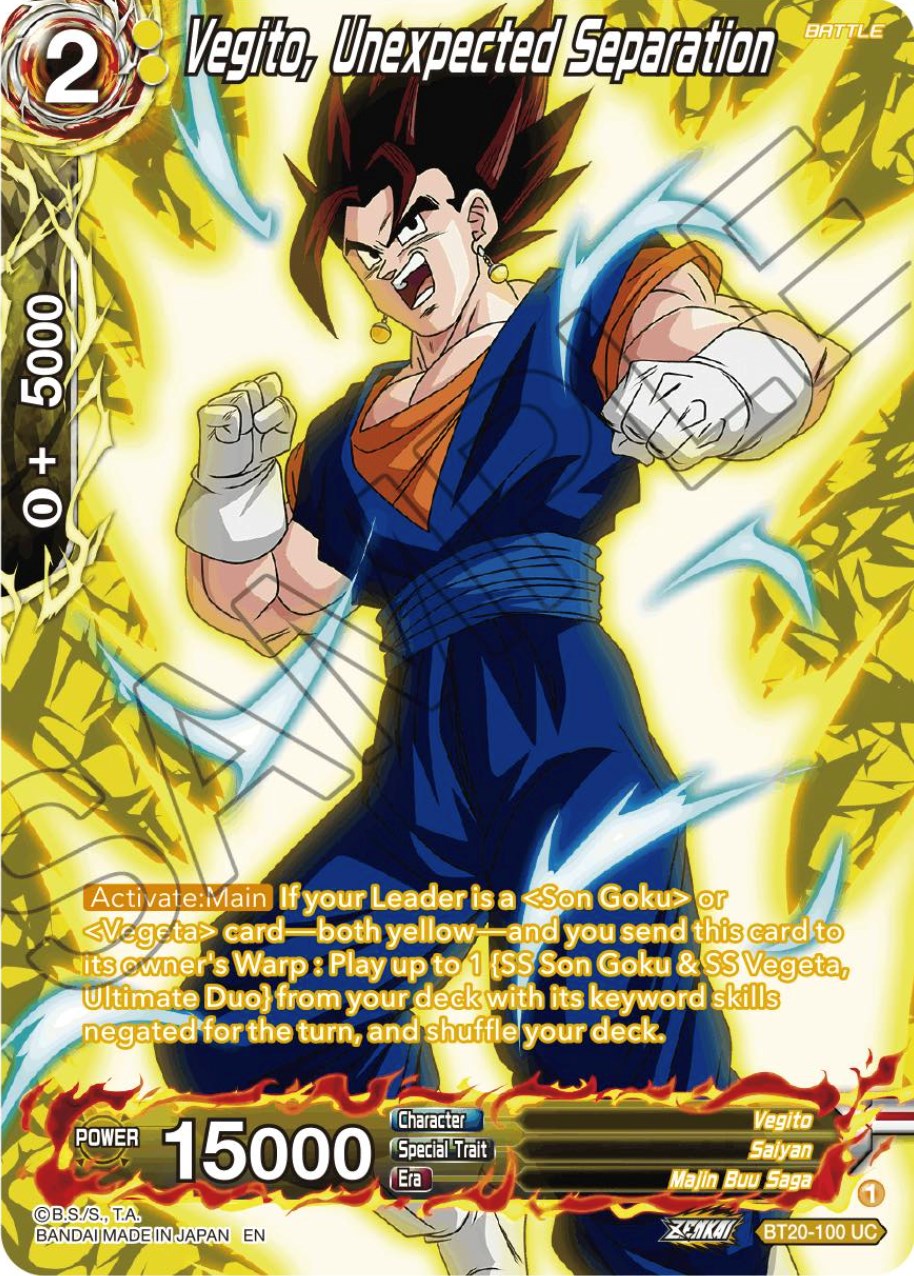 Vegito, Unexpected Separation (Silver Foil) (BT20-100) [Power Absorbed] | Pegasus Games WI