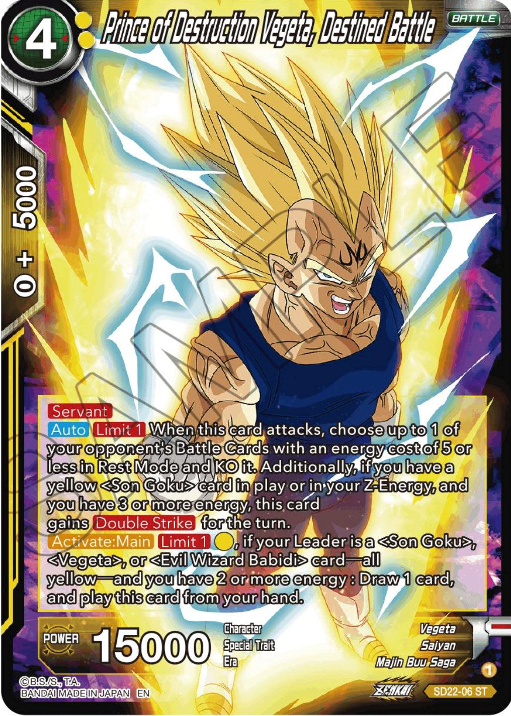 Prince of Destruction Vegeta, Destined Battle (Starter Deck Exclusive) (SD22-06) [Power Absorbed] | Pegasus Games WI