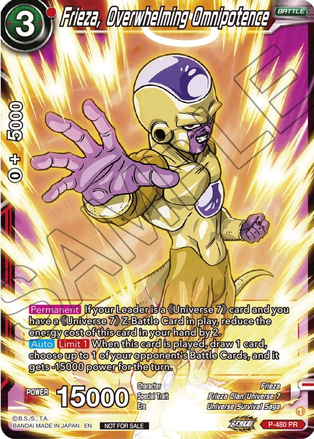 Frieza, Overwhelming Omnipotence (Zenkai Series Tournament Pack Vol.3) (P-480) [Tournament Promotion Cards] | Pegasus Games WI