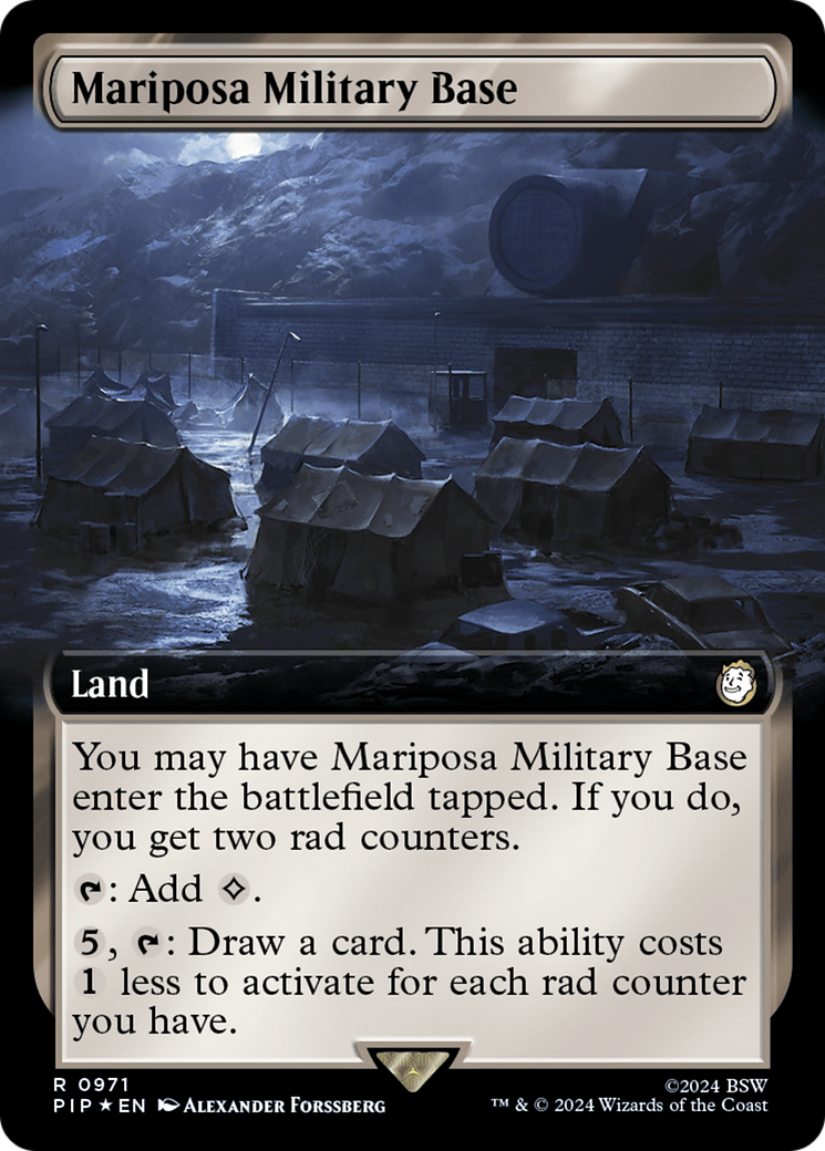 Mariposa Military Base (Extended Art) (Surge Foil) [Fallout] | Pegasus Games WI
