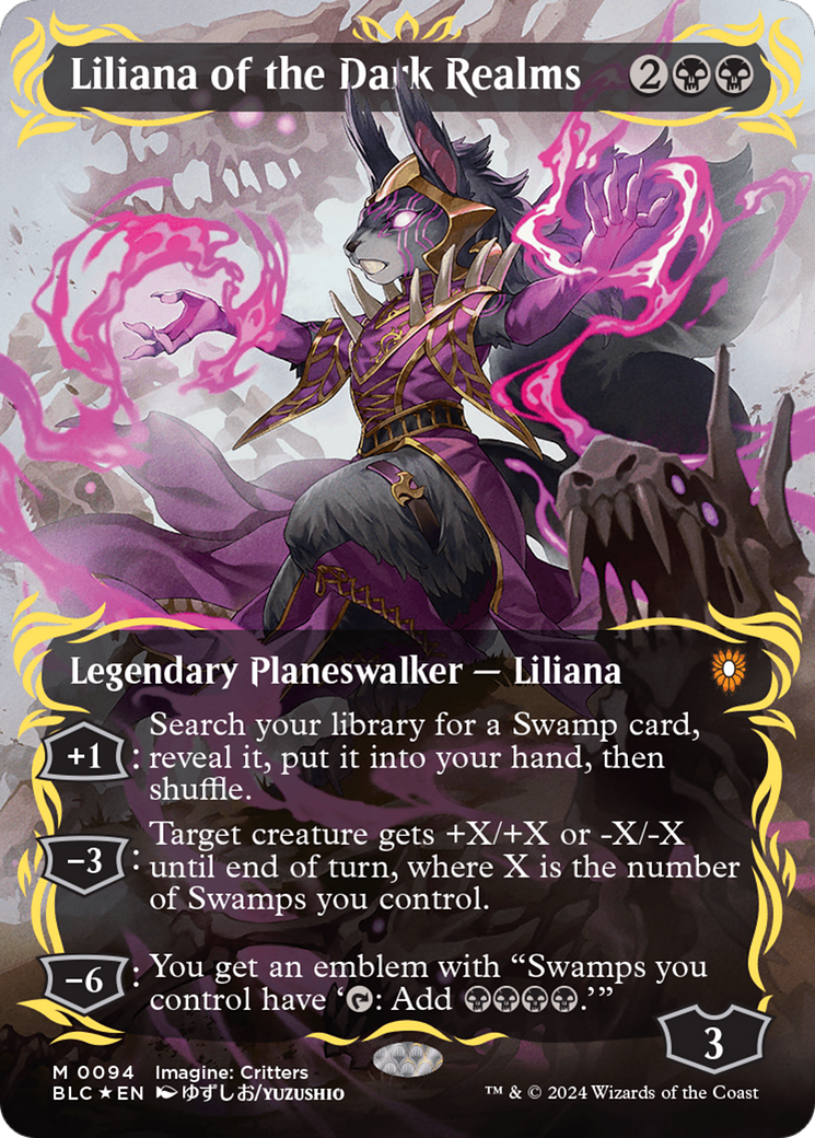 Liliana of the Dark Realms (Borderless) (Raised Foil) [Bloomburrow Commander] | Pegasus Games WI