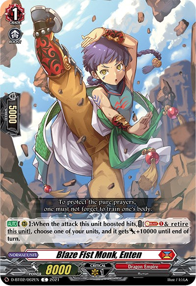 Blaze Fist Monk, Enten (D-BT02/062EN) [A Brush with the Legends] | Pegasus Games WI