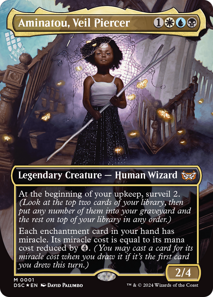 Aminatou, Veil Piercer (Borderless) [Duskmourn: House of Horror Commander] | Pegasus Games WI