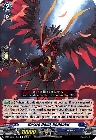 Desire Devil, Kodooku (D-BT06/073EN) [Blazing Dragon Reborn] | Pegasus Games WI