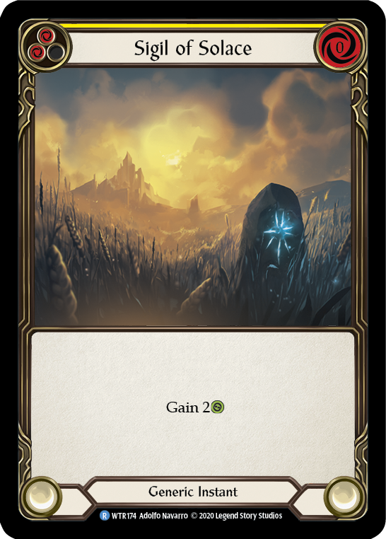Sigil of Solace (Yellow) [U-WTR174] (Welcome to Rathe Unlimited)  Unlimited Rainbow Foil | Pegasus Games WI