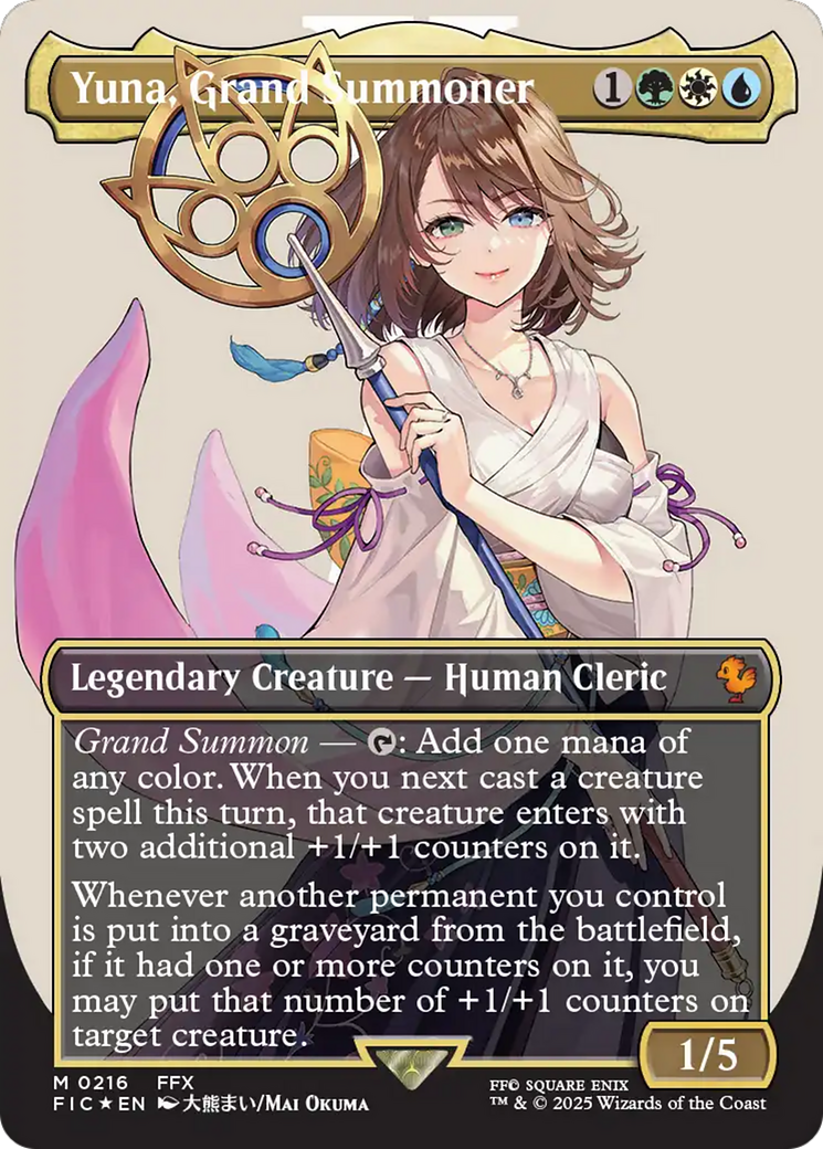 Yuna, Grand Summoner (Borderless) (Surge Foil) [FINAL FANTASY Commander] | Pegasus Games WI