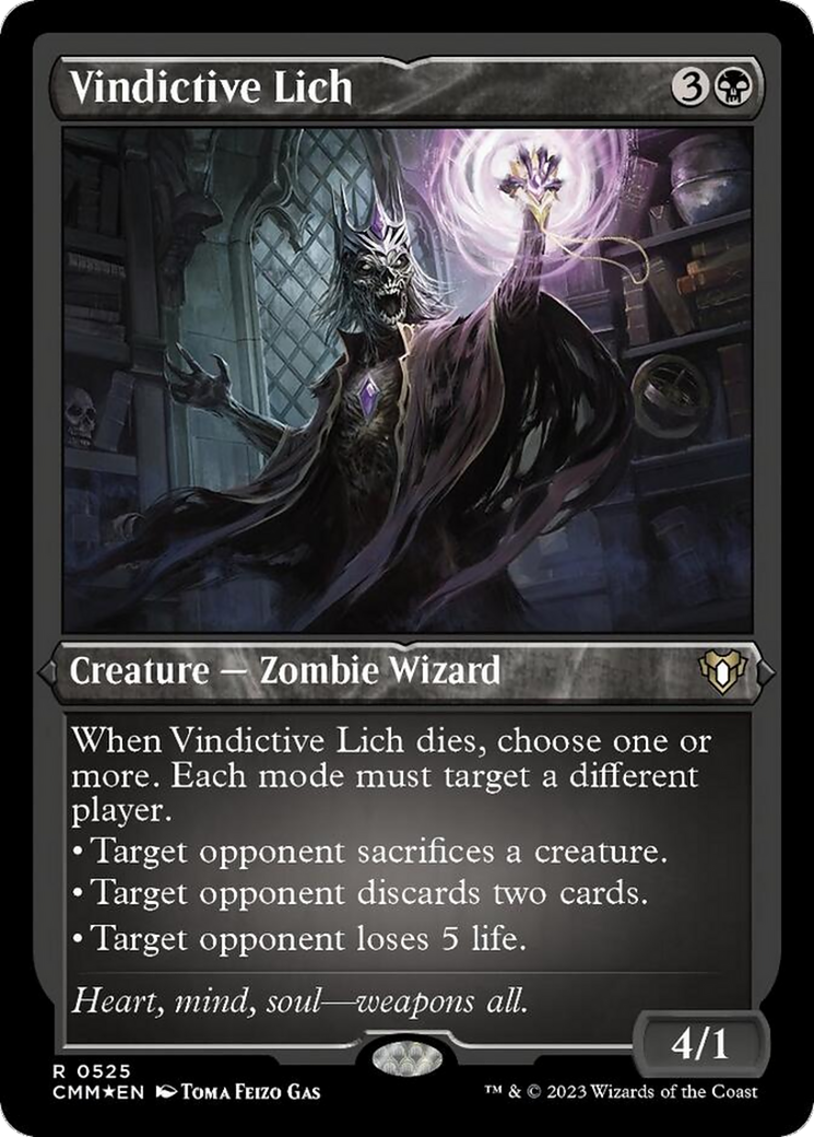 Vindictive Lich (Foil Etched) [Commander Masters] | Pegasus Games WI