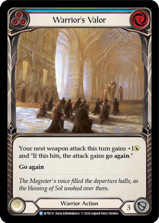 Warrior's Valor (Blue) [U-WTR131] (Welcome to Rathe Unlimited)  Unlimited Rainbow Foil | Pegasus Games WI