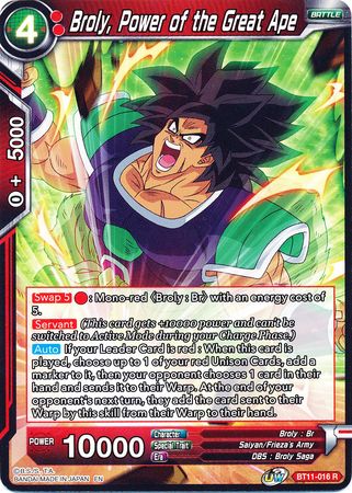 Broly, Power of the Great Ape (BT11-016) [Vermilion Bloodline] | Pegasus Games WI