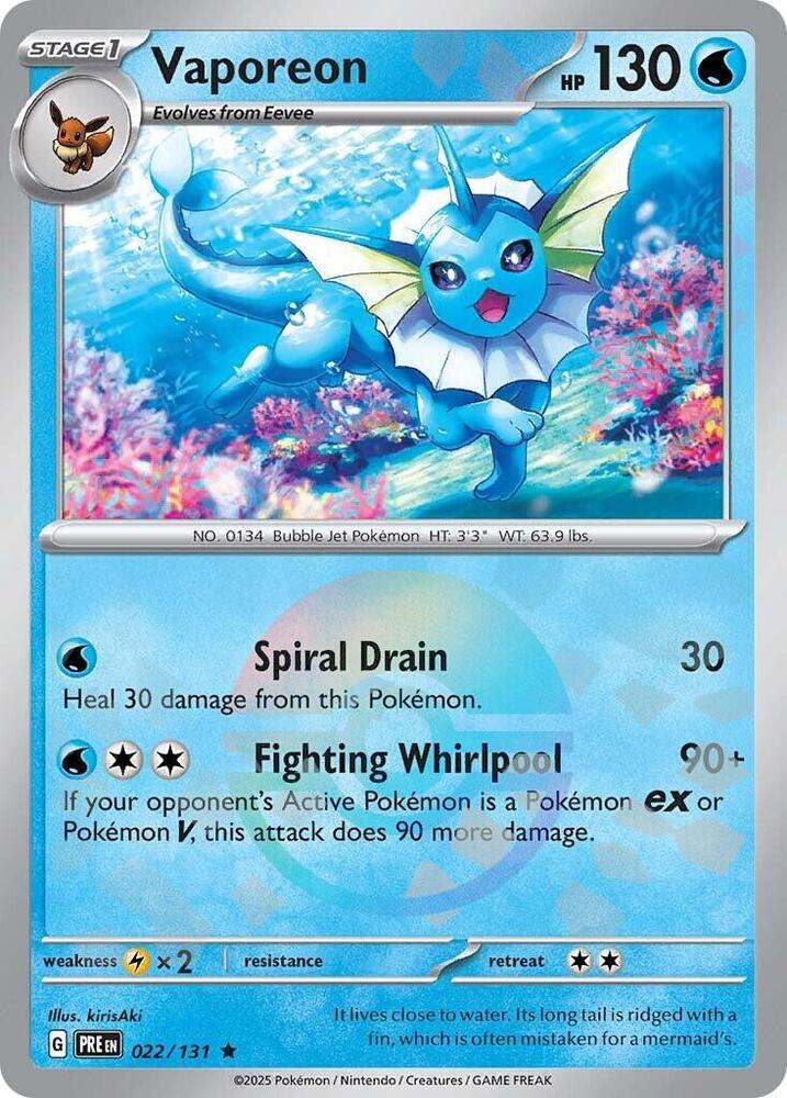 Vaporeon (022/131) (Poke Ball Pattern) [Scarlet & Violet: Prismatic Evolutions] | Pegasus Games WI